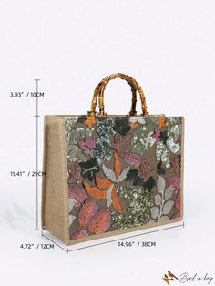 BirdinBag - Floral Sequin & Embroidery Shopper Bag with Stylish Design 4 Inch, Sequin Embroidery, Unique Design, Sequins Embroidery, Shopper Bag, Handle Bag, Womens Tote Bags, Stylish Design, Top Handle