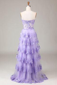 Prom Dresses Tangled Theme, Lavender Organza Prom Dress, Lavender Gown For Prom Party, Lavender Gown For Prom Season Party, Lavender Sleeveless Party Gown, Lavender Floor-length Evening Dress For Party, Sleeveless Lavender Gown For Party, Lavender Tulle Evening Dress For Party, Lavender Evening Dress For Prom Party