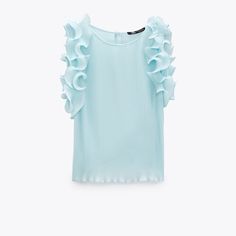 Zara Pleated Top With Ruffle Sleeve Round Neck & Back Button Closure Not Lined !! Pastel Light Blue Nwt Sizes Available Xs S. Season 2021 Sold Out Very Elegant And Plain Style True To Size A Little Sheer Material,Measurementssize Xs Pit To Pit17” Length 21 1/2” Size S Pit To Pit 21” Shoulder To Hem 211/2” Pit Any More Questions Please Let Me Know Before You Buying Thank You Trendy Light Blue Summer Blouse, Light Blue Feminine Summer Blouse, Light Blue Feminine Blouse For Summer, Zara Light Blue Workwear Blouse, Trendy Spring Blouse With Ruffles, Chic Ruffled Tops For Spring, Light Blue Casual Party Blouse, Light Blue Casual Blouse For Party, Casual Light Blue Party Blouse