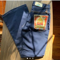 Nwt Gwg Steel Skins Super Denim. Made In Canada. Amazing Deep Blue Denim Color. Amazing Quality, Too Small For Me. Approximate Measurements Waist: 13 1/4” Hips: 17 1/4” Inseam: 29” #70s #Bellbottoms #Flares #Canada #Gwg Retro Blue Jeans With Pockets, Fitted Flare Jeans With Pockets In Blue, Fitted Blue Flare Jeans With Pockets, Retro Mid-rise Blue Flare Jeans, Mid-rise Blue Retro Flare Jeans, Retro Blue Flare Jeans With Pockets, Retro Blue Cotton Flare Jeans, Retro Fitted Blue Flare Jeans, Vintage Blue Cotton Jeans