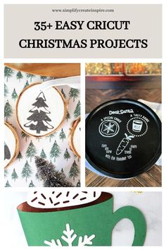 christmas crafts with the title overlay that reads, 55 easy cricut christmas projects