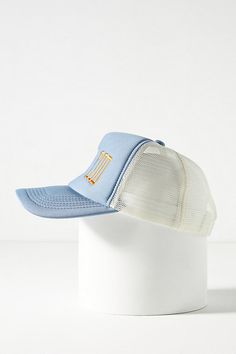 Polyester Imported | Cape Cod Trucker Hat by Worn/West in Blue, Women's, Polyester at Anthropologie Hawaii Trucker Hat, White Trucker Hat, Sky Fit, 50 Fashion, Soft Girl, Baseball Hat, Cape Cod, Summer Girls, Hats For Women