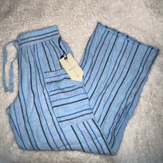 Brand New With Tags! Loose, Flowy Hippie Pants. Pockets On Each Side. Tagged For Exposure Summer Loungewear Pants With Pockets, Summer Wide Leg Cotton Pants With Pockets, Casual Loungewear Pants From Urban Outfitters, Light Blue Lounge Pants With Pockets, Casual Pants With Elastic Waistband By Urban Outfitters, Casual Loungewear Pants By Urban Outfitters, Urban Outfitters Casual Loungewear Pants, Casual Urban Outfitters Pants With Elastic Waistband, Light Blue Wide Leg Beach Pants