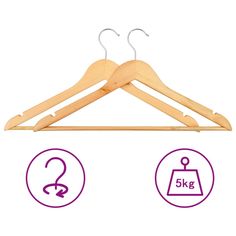 wooden clothes hangers with two hooks on each side and one hook in the middle