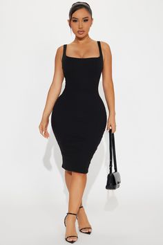 Available In White, Red, Black, Pink, And Green. Double Lined Midi Dress Square Neck Sleeveless Stretch Self: 60% Cotton 35% Polyester 5% Spandex Lining: 96% Polyester 4% Spandex Imported | Demi Double Lined Midi Dress in Black size Small by Fashion Nova Sleeveless Elastane Bodycon Dress For Club, Elastane Bodycon Sleeveless Dress For Night Out, Flattering Sleeveless Stretch Bodycon Dress, Black Elastane Bodycon Dress With Spaghetti Straps, Bodycon Sleeveless Midi Dress In Elastane, Sleeveless Black Elastane Midi Dress, Black Sleeveless Elastane Midi Dress, Bodycon Sleeveless Midi Dress, Flattering Sleeveless Bodycon Dress