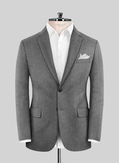 Unless you're intentionally aiming for a bold or kitschy style, it's advisable to opt for slim or subtle pinstripes. If you're looking to enhance your collection with a classic gray jacket that offers a subtle twist, we recommend considering our Italian Tiga Gray Mini Pinstripe Flannel Jacket. Crafted from Super 120's pure wool fabric, this jacket features narrow pinstripes on a gray backdrop, adding a touch of uniqueness. It not only provides a sharp and polished look suitable for the office b Kitschy Style, Gray Backdrop, Flannel Suit, Classic Gray, Flannel Jacket, Button Jacket, Gray Suit, Jacket Buttons, Black Button