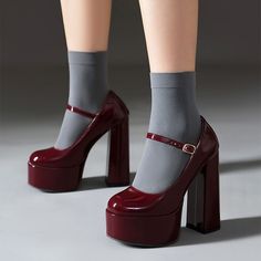 Category:Heels; Upper Materials:Patent Leather; Embellishment:Buckle; Season:Spring,Summer; Heel Type:Chunky Heel; Gender:Women's; Size Suggestion:Please refer to the size chart to place an order; Platform Height:1.97; Toe Shape:Round Toe; Style:Fashion; Heel Height(inch):>5; Outsole Materials:Rubber; Occasion:Party,Club; Closure Type:Ankle Strap; Listing Date:04/15/2024; 2024 Trends:Mary Jane; Foot Length:; Foot Width:; Size chart date source:Provided by Supplier.; Strap Type:Adjustable Strap; Fall Platform Heels With Ankle Strap, Party Mary Jane Heels With Buckle Closure, Trendy Ankle Strap Heels For Fall, Ankle-length Party Heels, Fitted Mary Jane Heels For Fall, Winter Party Polyurethane Heels, Winter Party Heels In Polyurethane, Heels With Buckle Closure For Party In Fall, Winter Party Heels With Platform