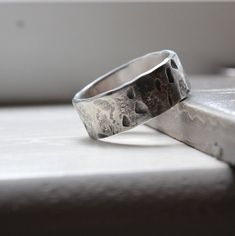 Industrial Fashion Distressed Mens Ring by tinahdee on Etsy, $90.00 Sterling Silver Promise Ring With Thick Band, Hand Forged Silver Ring With Thick Band, Hand Forged Sterling Silver Rings With Thick Band, Hand Forged White Gold Promise Rings, Hand Forged Sterling Silver Engraved Ring For Anniversary, Hand Forged Sterling Silver Engraved Promise Ring, Hand Forged Silver Promise Rings, Silver Hammered Promise Rings, Industrial Fashion