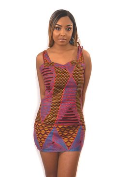 A stunning handmade piece handmade in Tanzania using African Java Kitenge (100% Cotton) Size 8 - Small This beautiful dress has tie-knot straps, so the length of the straps is adjustable Multicolor Sleeveless Dress With Adjustable Straps, Sleeveless Mini Dress With Wrap-around Straps, Fitted Multicolor Sundress With Tie Back, Multicolor Spaghetti Strap Dress With Tie Back, Bohemian Fitted Sundress With Adjustable Straps, Fitted Multicolor Mini Dress With Tie Back, Fitted Sleeveless Dress With Tie Straps For Beach, Fitted Sundress With Knotted Straps And Square Neck, Multicolor Sleeveless Sundress With Tie Straps