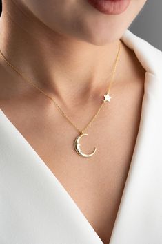 925 Sterling Silver Moon Star Pendant, Celestial Necklace, Dainty Moon Pendant With Sideway Star, Gift For Her, Gift For Mom, Christmas Gift, Bridesmaid Gift, Birthday Gift, Mothers Day Gift, Gift For Daughter, Valentines Day Gift, Moon Necklace, Star Necklace, Dainty Silver Necklace, gift for her, gift for mom, christmas gift, unique jewelry, bridesmaid gift, celestial jewelry, starry night, lunar jewelry, dainty pendant, birthday gift idea, special occasion, moon star pendant, celestial charm, daughter's gift, love and stars, crafted beauty, elegant accessory, silver magic, celestial pair, cosmic delight "925 Sterling Silver Moon Star Pendant, Celestial Necklace - This dainty moon pendant with sideway star is a versatile and elegant piece, making it the perfect gift for her on any specia Moon Star Pendant, Lunar Jewelry, Gift For Mom Christmas, Necklace Star, Celestial Necklace, Jewelry Dainty, Star Pendant Necklace, Dainty Pendant, Mom Christmas