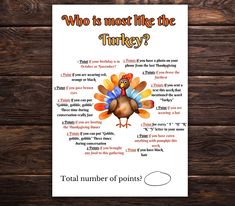 a poster with the words who is most like the turkey?