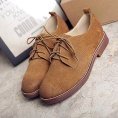 Women's High Quality Retro Leather Oxford Shoes on Luulla Suede Lace-up Shoes With Round Toe For Fall, Brown Flat Suede Lace-up Shoes, Fall Suede Lace-up Shoes With Round Toe, Casual Low-top Leather Shoes For Office, Casual Closed Toe Lace-up Office Shoes, Casual Lace-up Shoes For Office, Casual Brown Pointed Toe Oxfords, Casual Suede Oxfords With Flat Heel, Casual Synthetic Leather Shoes For Office