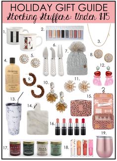 the holiday gift guide for stocking stuff under $ 5, including makeup and other items