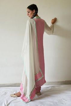 Shop for Kanika Sharma White Georgette Embroidered Kurta Set for Women Online at Aza Fashions Unstitched Pink Kurta With Mirror Work, Pink Unstitched Suit With Mirror Work In Traditional Drape, Pink Unstitched Suit With Mirror Work, Straight Kurta Churidar With Embroidered Border In Georgette, Straight Kurta Churidar With Embroidered Border, Unstitched Pink Traditional Wear With Embroidered Border, Pink Unstitched Suit With Embroidered Border For Wedding, Pink Unstitched Wedding Suit With Embroidered Border, Pink Dupatta With Embroidered Border