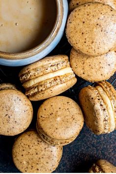 some cookies and a cup of coffee on a table