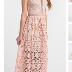 I Got This Dress For A Wedding A Never Wore It Elegant Spring Lace Dress For Prom, Elegant Lace Dress For Spring Prom, Elegant Lace Prom Dress For Spring, Spring Midi Length Bridesmaid Dress, Summer Midi-length Lace Dress For Prom, Summer Midi Lace Dress For Prom, Feminine Sleeveless Lace Prom Dress, Bridesmaid Midi Dress With Lace Trim, Formal Feminine Lace Maxi Dress