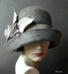 Grey felt hat Cloche Felted Hat felt hat Cloche Hat Flapper Hat Art Hat Gray Hat La belle epoque Art Deco 1920s hat Art Hats Grey hat cloche 1920's hat Women wool hat Mother of the bride Hats&Caps Accessories Handmade Great, very flattering hat ! Adapts to the head ! Special and unique ! Sophisticated and elegant ! I can make this hat in other colors and sizes. Made just for you As the base for my works I use great materials like highest quality Australian merino wool (18 micro). All my work Elegant Gray Wide Brim Felt Hat, Elegant Gray Felt Hat With Curved Brim, Vintage Curved Brim Cloche Hat For Weddings, Winter Wedding Cloche Hat With Short Brim, Winter Wedding Brimmed Cloche Hat, Kentucky Derby Wide Brim Flapper Hat, Vintage Wedding Cloche Hat With Curved Brim, Winter Wedding Cloche Hat, Kentucky Derby Flapper Hat With Short Brim