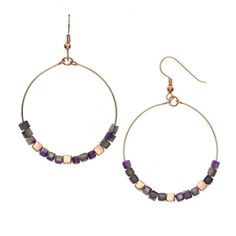 X & O 14KT Rose Gold Cube with Purple Glass Cube Beads Earrings Size: one size.  Gender: female.  Age Group: adult. Gold Cube, Cube Beads, Glass Cube, Beads Earrings, Purple Glass, Beaded Earrings, Gender Female, Jewelry Earrings Dangle, Age Group