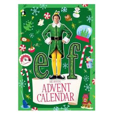 an elf is standing in front of a green background with candy canes and candies