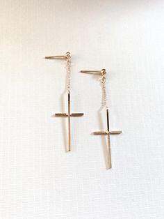 "Long Cross earrings, Cross Stud earrings, Cross gold earrings, Gold cross earrings Gold Plating over Brass Frame stud 1) Gold Finish 2) 8mm x 8mm Gold cross dangle 1) gold plated 2) 2\" Total length is 2\" High quality plated. Long lasting color. hypoallergenic. So pretty All items come wrapped individually in a ribboned gift box. ♥ ♥ ♥ ♥ ♥ ♥ ♥ ♥ ♥ ♥ ♥ ♥ ♥ ♥ ♥ ♥ Enter my boutique here: http://www.LaLaCrystal.etsy.com ♥ ♥ ♥ ♥ ♥ ♥ ♥ ♥ ♥ ♥ ♥ ♥ ♥ ♥ ♥ ♥" Minimalist Gold Cross Earrings, Gold Cross Pendant Earrings For Gift, Gold Cross Pendant Earrings As Gift, Gold Hypoallergenic Cross Earrings, Gold Nickel-free Cross Earrings, Nickel-free Gold Cross Earrings, Gold Cross Hypoallergenic Earrings, Yellow Gold Cross Earrings For Pierced Ears, Hypoallergenic Cross Earrings