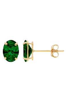 A&M 14K Gold Green CZ Oval Stud Earrings | Nordstromrack Oval Stud Earrings, Color Analysis, Vibrant Green, Keep Jewelry, Stone Cuts, Cz Stone, Gold Studs, Gold Earrings Studs, Oval Shape