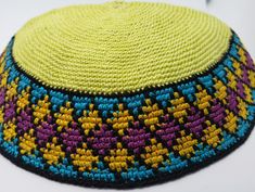 Handmade Traditional Crochet Cap, Traditional Handmade Crochet Cap Hat, Traditional Handmade Crochet Cap, Handmade Adjustable Traditional Crochet Hat, Geometric Border Design, Bar Mitzvah Party, Look Formal, Geometric Border, Crochet Hat Pattern