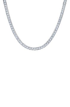 Add a lustrous accent to your neckline with this radiant tennis necklace hand set with flawless, princess-cut cubic zirconia. 18" length Hypoallergenic Total cubic zirconia weight: 22.5ct. Sterling silver/cubic zirconia/platinum plate Imported Princess Cut Necklace, Tennis Necklace, Princess Cut, Womens Jewelry Necklace, Diamond Necklace, Cubic Zirconia, Platinum, 18k Gold, Tennis