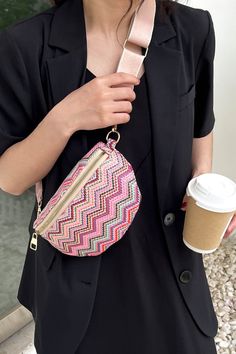 Type: Sling bag Bag size: Mini Pattern type: Striped Material: Straw Imported Product measurements: 9.1*3.1*5.1 in Tropical Bag, Chevron Design, Waist Bags, Word Wrap, Bag Bag, Chevron Pattern, Chest Bag, Everyday Essentials, Women's Summer Fashion