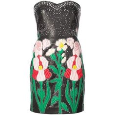 Gucci-Leather Flower Intarsia Strapless Dress - Runway Catalog Gucci Dress Casual, Gucci Short Dress, Gucci Flower, Short Flower Dress, Gucci Dresses, Embellished Cocktail Dress, Strapless Dresses Short, Gucci Dress, Leather Flower