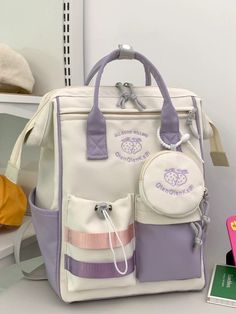 Specification Material: NylonColor: Pastel Purple, BrownSize: 42cm (H) x 19cm (W) x 27cm (Backpack Shoulder Strap)Weight: ~550g Package 1 x Cute Back to School Summer Strawberry Pastel Purple & Brown Backpack Notes Due to the light and screen setting difference, the item's colour may be slightly different from the pictures.Please allow slight dimension differences due to different manual measurements. Waterproof Travel Ins Large Capacity Makeup Bag Portable Carry-on Toiletries Bag Cosmetic Stora Purple School Bag Aesthetic, Cute Bags For School, Purple School Supplies, Purple School Bag, Cute Backpacks For Middle School, Carry On Toiletries, Cute School Bag, Girly Backpacks, Cute Suitcases