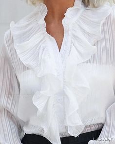 Lasaky - Plain ruffle top with bell sleeves Top With Bell Sleeves, Online Fashion Stores, Ruffle Top, Olivia Mark, Bell Sleeves, Ruffle Blouse, Sleeve Length, Women's Top, Manche