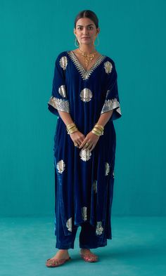 Velvet Suits Women Indian, Velvet Palazzo, Kaftan Set, Blue Kaftan, Red Kurta, Lehenga Gown, Traditional Indian Outfits, Business Casual Outfits For Work