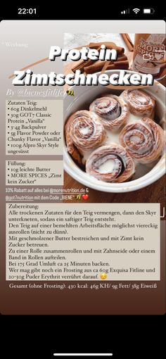 the recipe book is open and ready to be used on the tablet screen, with an image of cinnamon rolls in the background