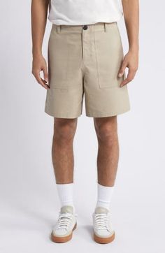 Designed for all-day comfort, these straight-leg chino shorts are made from pure cotton and feature handy pockets for your essentials. Zip fly with button closure Front slant pockets 100% cotton Machine wash, dry flat Imported Summer Cotton Bermuda Shorts With Belt Loops, Casual Workwear Shorts With Welt Pockets, Casual Shorts With Welt Pockets For Work, Relaxed Fit Cotton Shorts With Belt Loops, Summer Cotton Cargo Shorts With Belt Loops, Relaxed Fit Cotton Cargo Shorts With Short Inseam, Workwear Cargo Shorts With Patch Pockets, Cargo Shorts With Patch Pockets For Work, Casual Cargo Shorts With Patch Pockets For Work