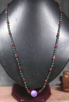 Chinese Green Lavender Red Jade Bead Beads Necklace 22-27 Inches 230012 Red Polished Beads Necklace For Meditation, Handmade Red Mala For Healing, Red Beaded Necklace With 108 Beads For Meditation, Oval Beads For Festivals And Gifts, Oval Beads For Festivals Gift, Red Necklaces With Round Beads For Meditation, Oval Beads As Festival Gifts, Faceted Beads Necklace For Festivals And Gifts, Red Hand-strung Mala For Healing