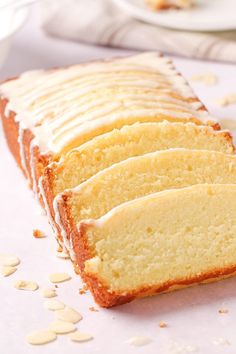 slices of pound cake sitting on top of a table