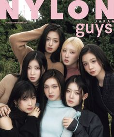 the cover of nylonn's japan guys magazine, featuring girls in black sweaters