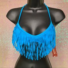 Cute Bikini Top From Arizona Jean Co. Is Teal / Turquoise Blue Colored With A Fun Layer Of Fringe. New With Tags. Blue Halter Top For Summer Beach Party, Blue Beachwear Halter Top For Vacation, Blue Halter Top For Beach Vacation, Blue Summer Halter Top For Beach Season, Summer Blue Halter Top For Beach Season, Blue Summer Halter Top For Beach Party, Blue Beachwear Halter Top For Beach Party, Blue Beachy Halter Top For Beach Party, Blue Beachy Halter Top For Beach