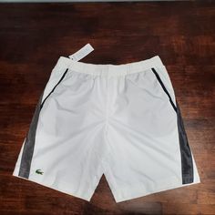 Sz Various Lacoste Shorts White Summer Tennis Bottoms With Pockets, Casual Tennis Bottoms Short Length, Casual Tennis Bottoms With Pockets, Casual Tennis Shorts, White Sportswear Tennis Bottoms, White Tennis Sportswear Bottoms, White Cotton Tennis Bottoms, Sporty Cotton Tennis Bottoms, Casual Summer Tennis Athletic Shorts