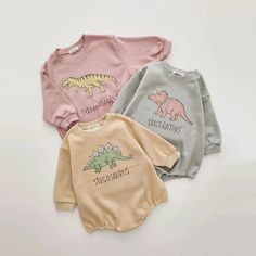 Dinosaur Long Sleeve Sweatshirt Bodysuit Material: Cotton True to size, please take your normal size. Dinosaur Sweatshirt, Sweatshirt Romper, Baby Dinosaur, Toddler Romper, Baby Dinosaurs, Baby Boy Onesies, One Piece Outfit, Long Sleeve Sweatshirt, Sleeved Romper