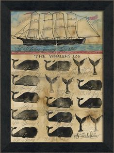 Spicher & Company MI The Whalers Log 94278 Dark Nautical Aesthetic, Folk Art Whale, Franz Collection, Nautical Aesthetic, Sea Shanties, Whale Art, Vintage Nautical, Nautical Art, American Folk Art