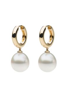 AUTORE MODA 10kt Yellow Gold Gigi Pearl Drop Earrings - Farfetch Pearl Drop Earrings Gold, Sea Design, Hoop Design, Drop Design, Sea Pearl, Demi Fine Jewelry, Fine Watches, South Sea Pearls, Sea Pearls