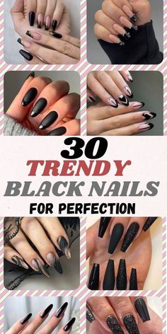 Black Nail Aesthetic, Shiny Black Nails, Marilyn Nails, Black Nails Design, Black Nail Design, Nail Aesthetic