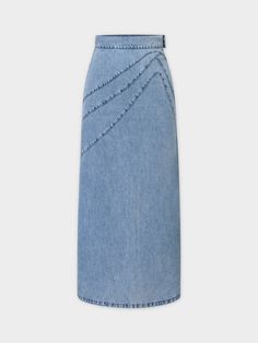 Curve Seam Denim Skirt-Blue Wash Maxi Jean Skirt, Teen Skirts, Sibling Outfits, Blue Denim Skirt, Denim Jean Skirt, Denim Maxi Skirt, Closet Fashion, Dressy Tops, Dresses For Teens