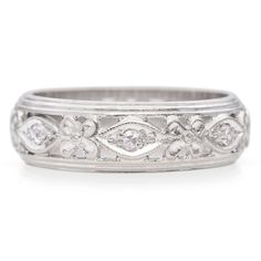 Weight: 2.9 Grams Stone:  0.06 TCW Diamonds Band Width: 5.5 mm  Ring Size: 4.75 Hallmarked: 14K ITEM #: BR-1349-071924-02 Classic White Gold Oval Bands, Timeless Formal Bands With Classic Design, Fine Jewelry Wedding Rings With Milgrain Detail, Elegant Milgrain Diamond Ring For Wedding, Elegant Milgrain Diamond Wedding Ring, Classic Diamond Ring With Decorative Band For Formal Events, Classic 14k Gold Bands With Brilliant Cut, Milgrain Diamond Wedding Jewelry, Wedding Diamond Milgrain Jewelry