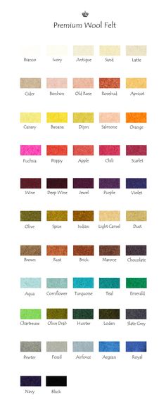 the color chart for different types of paint