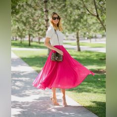 On Trend Long Midi Skirt Hot Pink Brand New With Tags Pink Skirt Ideas, Pink Skirt Outfit Summer, Pink Skirt Outfit, Pink Skirt Outfits, Ivory Lane, Fancy Attire, Skirt Outfit Summer, Skirt Outfits Summer, Long Midi Skirt