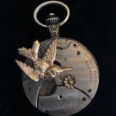 Jewell, Hummingbird Pocket Watch Necklace #victorianstyle #VictorianMagpie #vintagewatch #antiquejewerly #Steampunkjewelry Moon Goddess Necklace, Steampunk Pocket Watch, Skeleton Key Necklace, Hummingbird Necklace, Pocket Watch Necklace, Timeless Watches, Lion Necklace, Book Locket, Vintage Timepiece