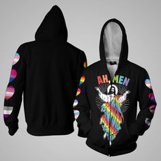 Jesus Faith Rainbow Color 3D Zip Hoodie Shirt For LGBT Gay available in T-shirt, hoodie, tank top, longsleeve, multi color and size S M L XL XXL 3XL 4XL 5XL. Shipping from the US. Easy 30 day return policy - Shop now! 6.1-ounce, 100% cotton .Double-needle neck, sleeves and hem; Roomy Unisex Fit. Ash is 99% cotton, 1% poly; Sport Grey is 90% cotton, 10% poly; Dark Heather is 50% cotton, 50% polyester .Decoration type: Digital Print. Made by Gildan Fitted Graphic Print Hoodie, Fitted Graphic Print Hoodie Top, Multicolor Hooded Top For Streetwear, Multicolor Tops For Pride Streetwear, Multicolor Tops For Streetwear And Pride, Multicolor Tops For Streetwear During Pride, Hooded Multicolor Tops With Graphic Print, Multicolor Hooded Tops With Graphic Print, Multicolor Graphic Print Hoodie