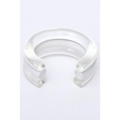 This is part of Chairish’s Costume Jewelry assortment.  The bands of clear, white and then clear again make this very chic chunky lucite cuff bracelet from the 80's so wearable and fun! It is designed by a famous Californian artist named Judith Hendler who worked in plastic jewelry at the time. This will take a wrist that is 6.5" or 7" W. It is timeless and simple. The interior diameter of the cuff is 2.25". The opening at the back of the cuff is 1.5" W. Please note: we have a wonderful collar s Modern Lucite Bangle Jewelry, Modern White Bangle For Formal Occasion, Modern White Cuff Bracelet, Modern Adjustable White Bangle, Modern Clear Bracelet Jewelry, Trendy Clear Lucite Jewelry, Modern White Lucite Jewelry, Trendy Clear Acrylic Jewelry, Sculptural Necklace